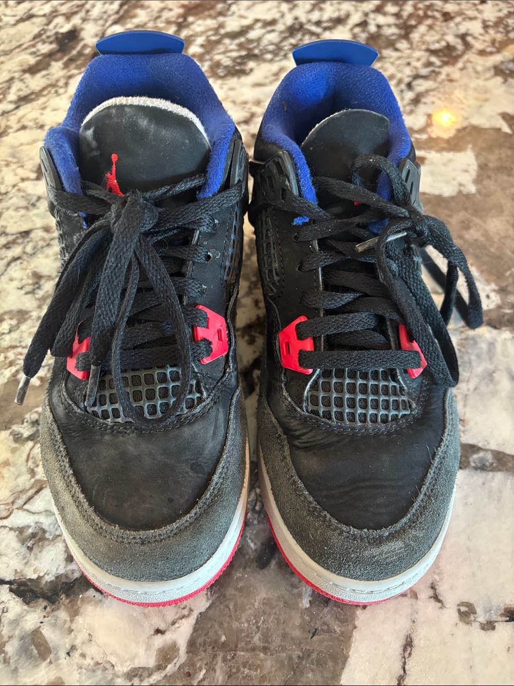 Jordan Kids Black Sneakers with Blue and Red Accents